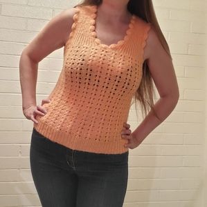 Orange Crocheted Top Short Sleeved